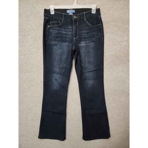 Democracy Ab Solution Bootcut Jeans Womens 12 Blue Dark Wash Slimming Stretch - Picture 1 of 8